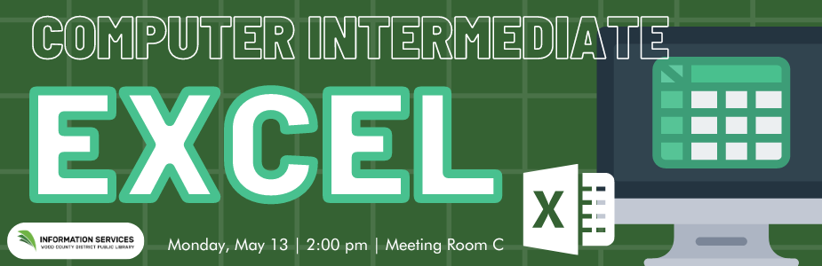 Excel with Microsoft Excel on Monday, May 13 at 2:00 pm.