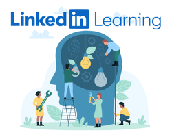 People building together with the blue LinkedIn Learning logo above it.