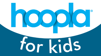 A blue hoopla logo with the text for kids beneath.