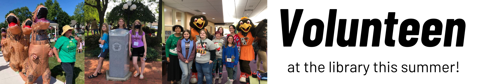 Volunteering teens smiling during programs.