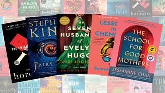 Book covers of popular books, including The School for Good Mothers by Jessamine Chan and Fairy Tale by Stephen King.