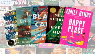 Book covers of popular books, including Happy Place by Emily Henry.