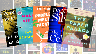 Book covers of popular books, including The Cellist by Daniel Silva and The Paper Palace by Miranda Cowley Heller