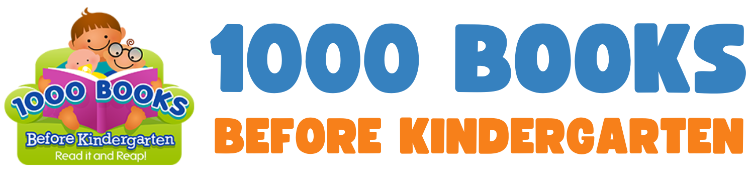 Children sitting on a couch with the blue 1000 Books logo.