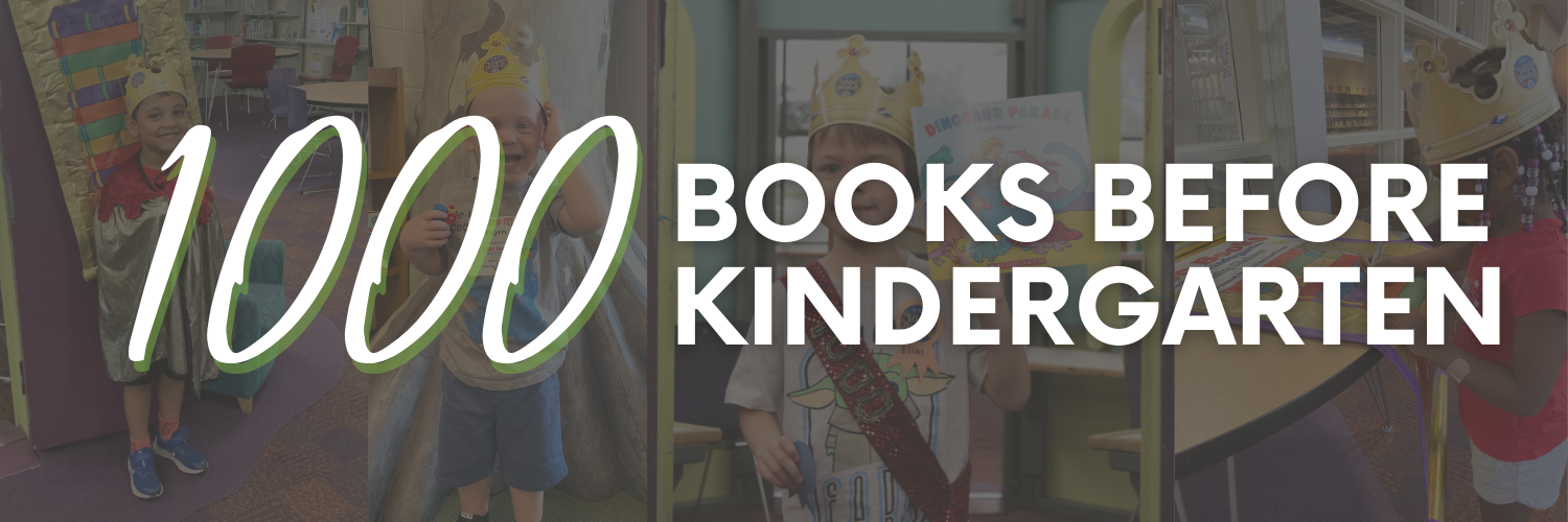 Photos of kids smiling with a book after being crowned a Royal Reader.