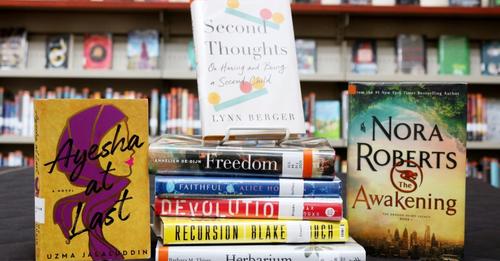 A stack of colorful books.