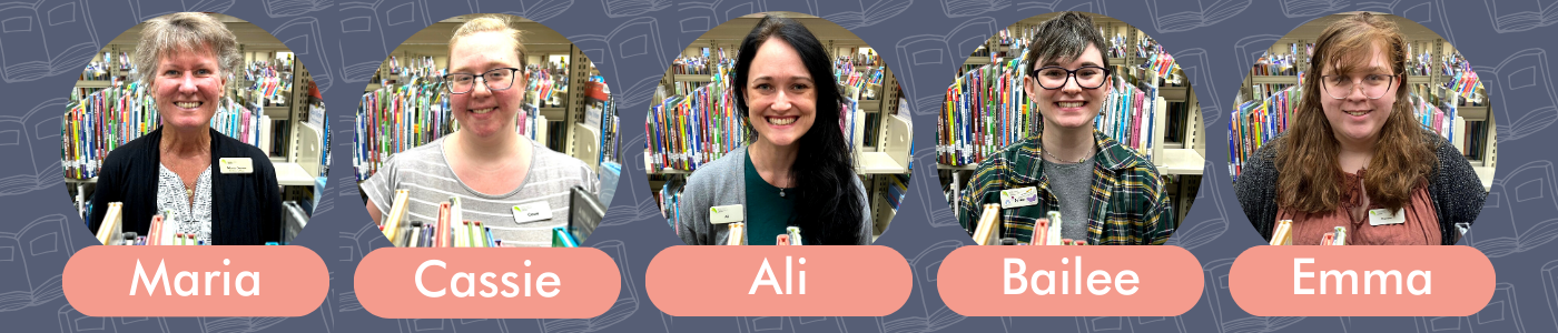 Photos of our friendly librarians in the Children's Place.