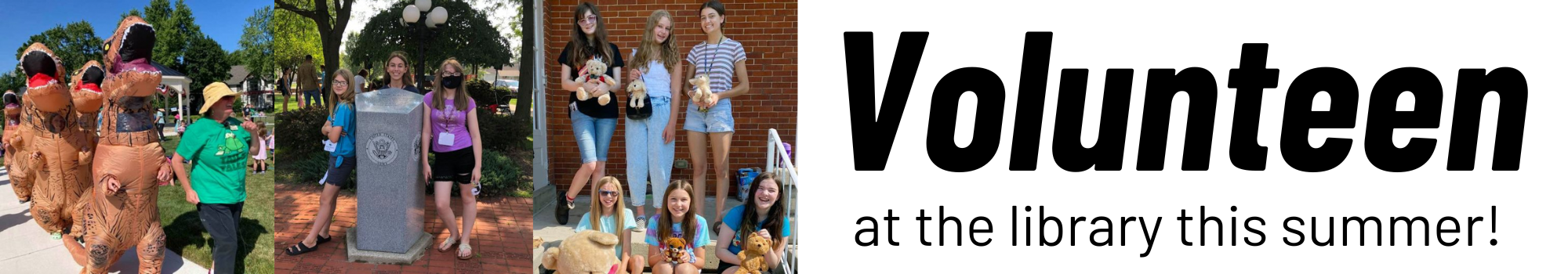 Volunteering teens smiling during programs.