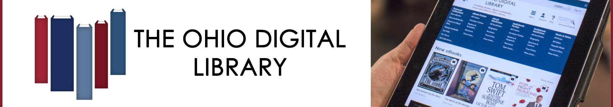 A tablet with the Ohio Digital Library collection.